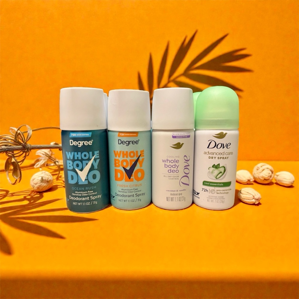 Bundle of 12 Travel Size Spray Deodorats Dove & Degree | TSA Approved | NEW